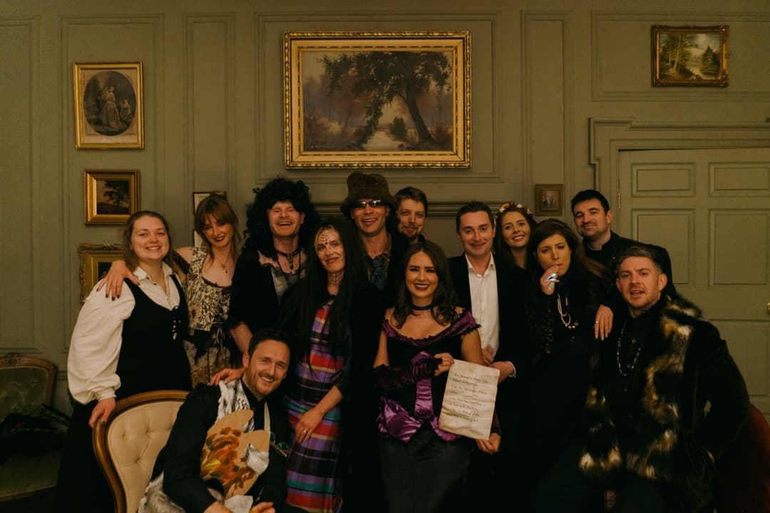 Murder mystery party at Ballinderry Park with guests in costume